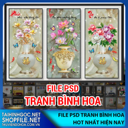 File psd tranh Bình hoa 2023